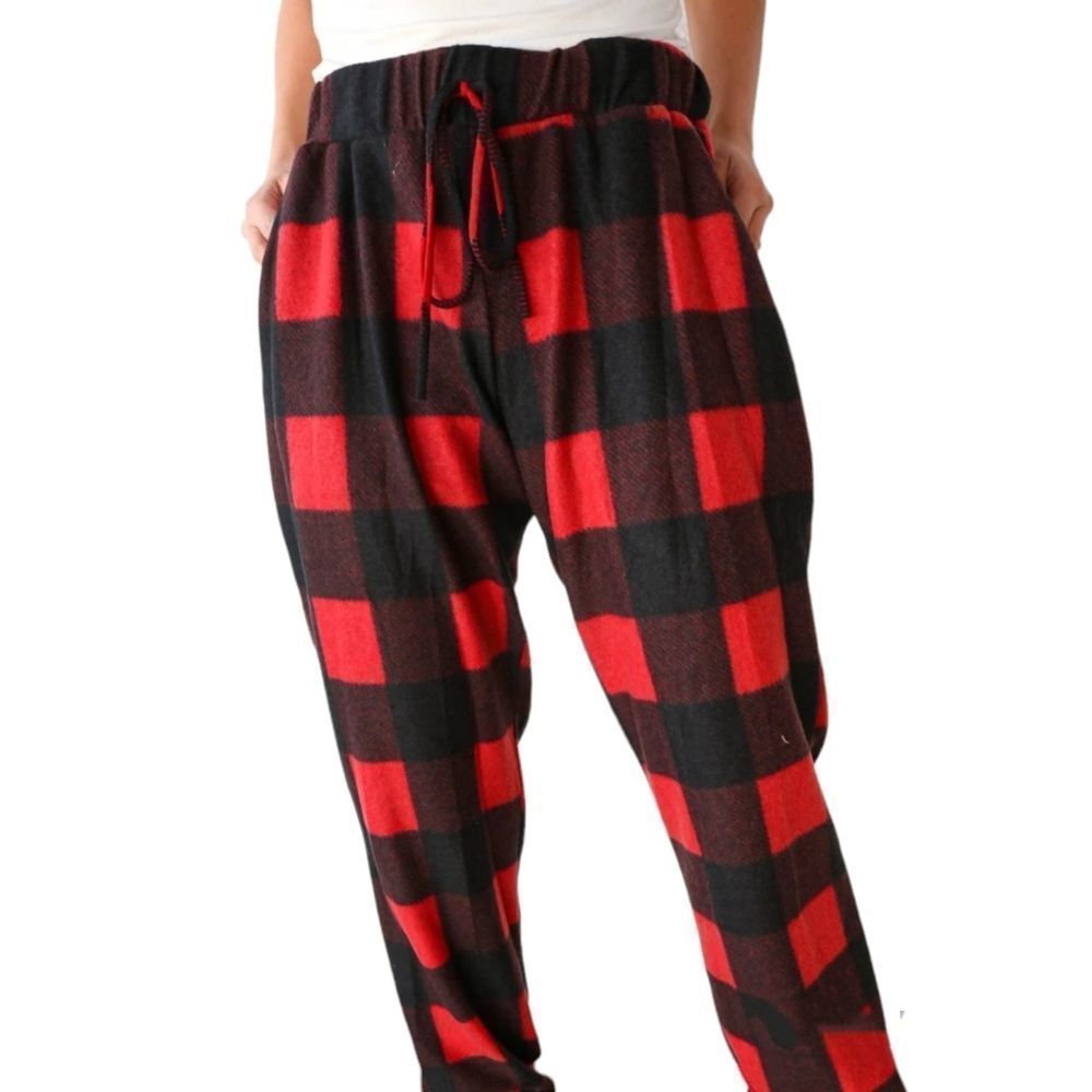 Soft Red And Black Plaid Bottoms